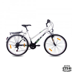 Градски велосипед KCP Terrion, трекинг велосипед, 26 инча, 18 скорости, Shimano, черно и бяло