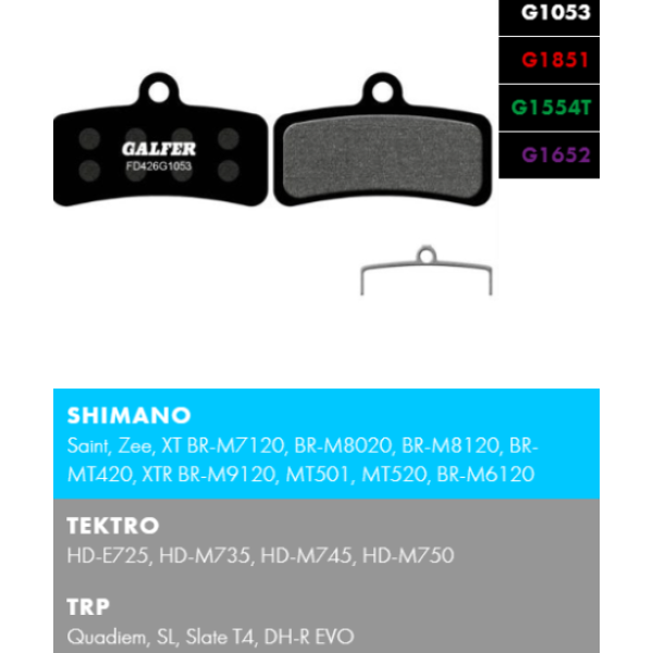 Спирачни накладки GALFER BIKE FD426G1053 PERFORMANCE SHIMANO / TEKTRO / TRP
