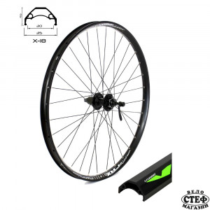 CROSSER Задна капла X-18 27.5" 32H черна с главина Shimano диск/шлици DISC 475 QR черни спици с айлети