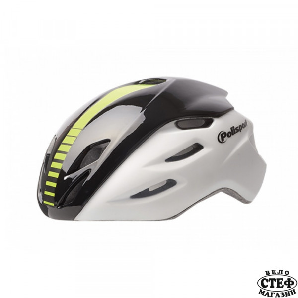 POLISPORT, КАСКА AERO ROAD (L=58/61), WHITE MATTE/BLACK GLOSS/FLUO YELLOW 